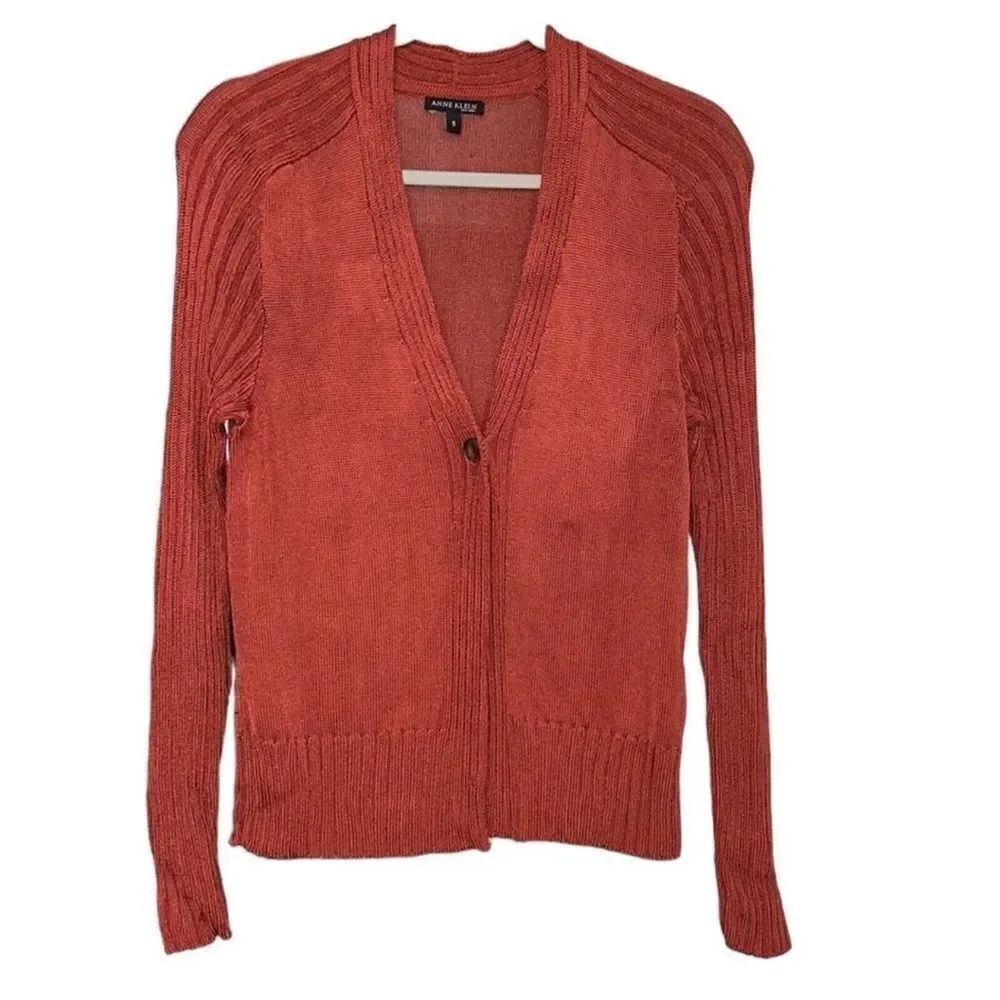 Anne Klein Orange Button Down Cardigan(Size Small)